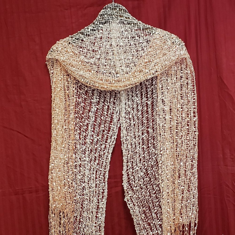 Sheer Pink fishnet style scarf/shawl/headwrap.